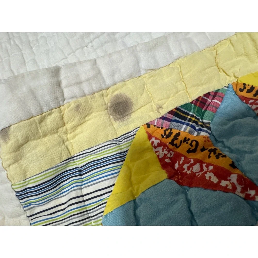 Vintage 30's/40's Handmade Star Quilt Handmade Patchwork Bedspread Throw Blanket